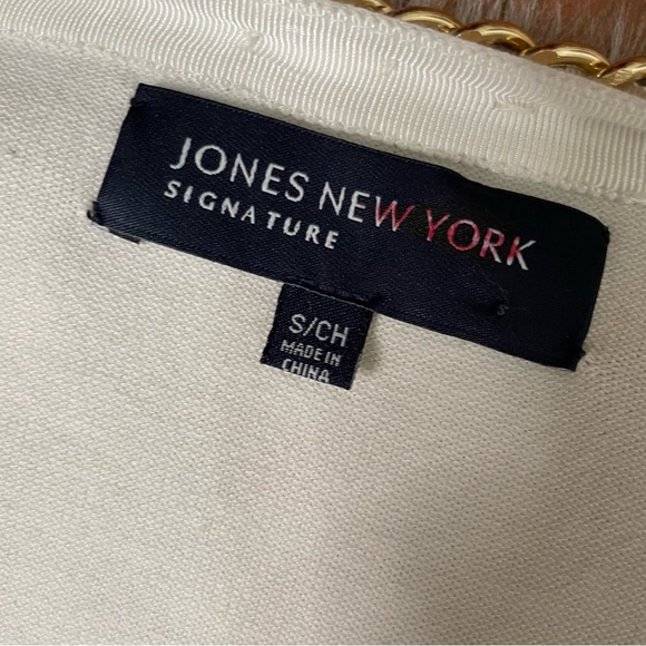 Jones New York argyle pattern chain trim open cardigan - Picture 4 of 8